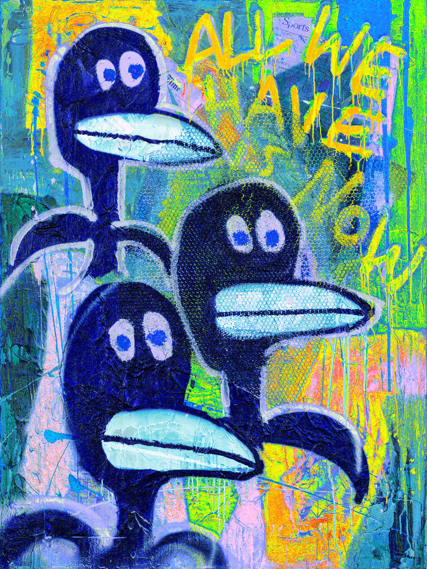 3 Pinguine 80cm x 99cm