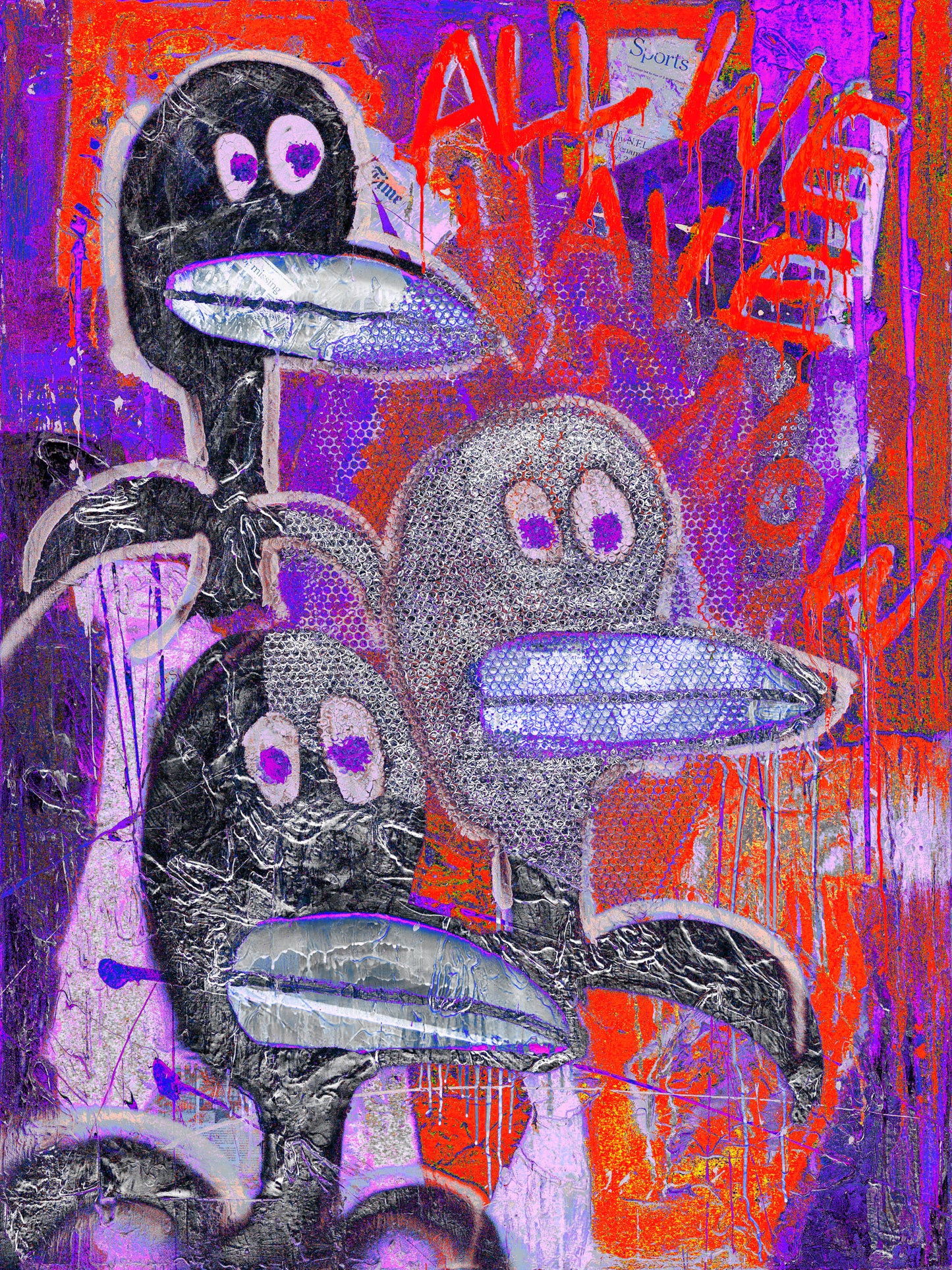 3 Pinguine 80cm x 99cm